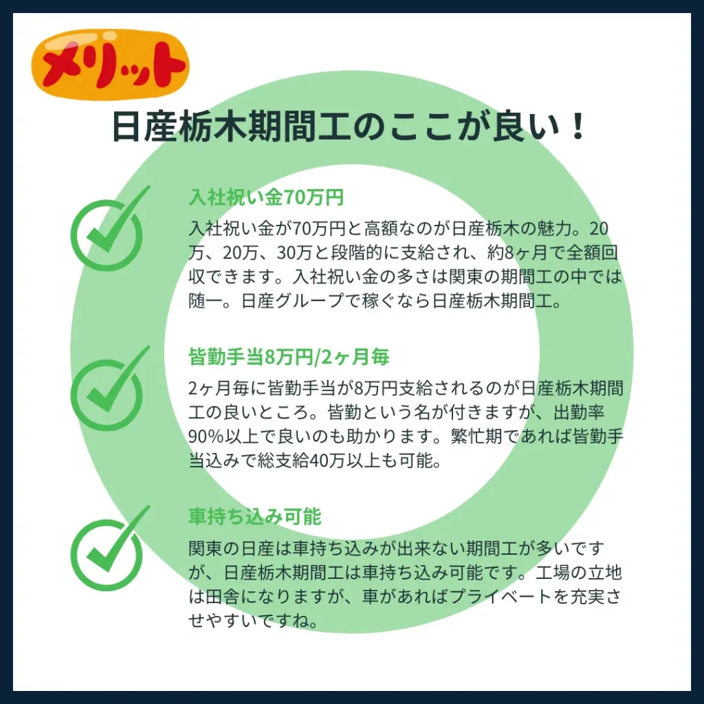 日産栃木期間工メリット