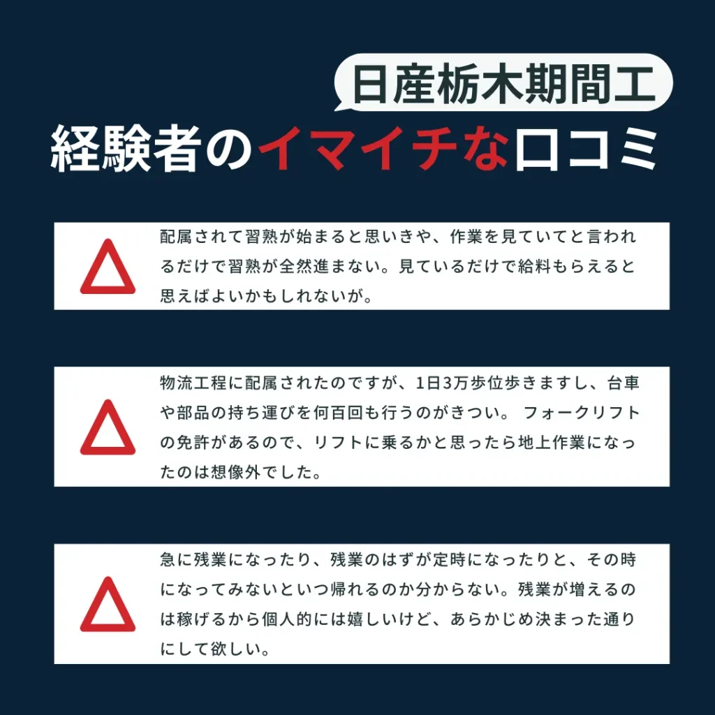 日産栃木期間工悪い口コミ