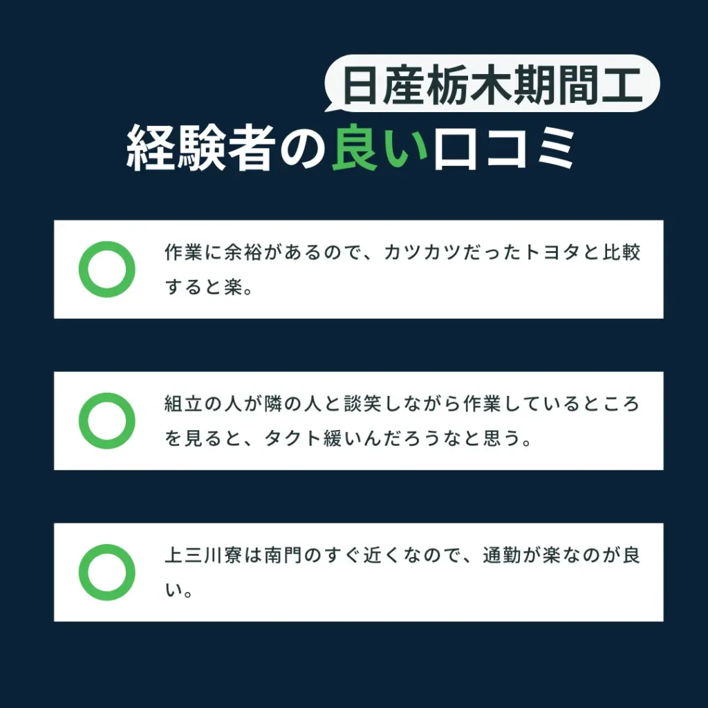 日産栃木期間工良い口コミ