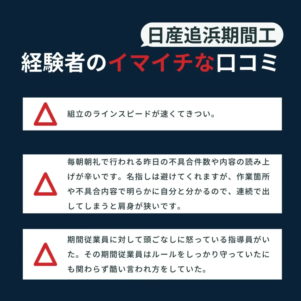 日産追浜期間工悪い口コミ